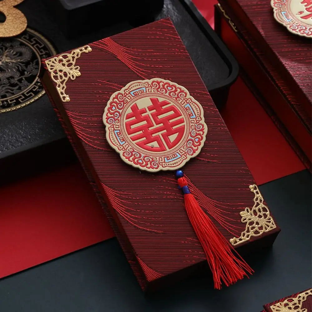 Chinese Wedding Gifted Box High-end Best Wishes Money Pocket Simple Traditional Blessing Red Envelop