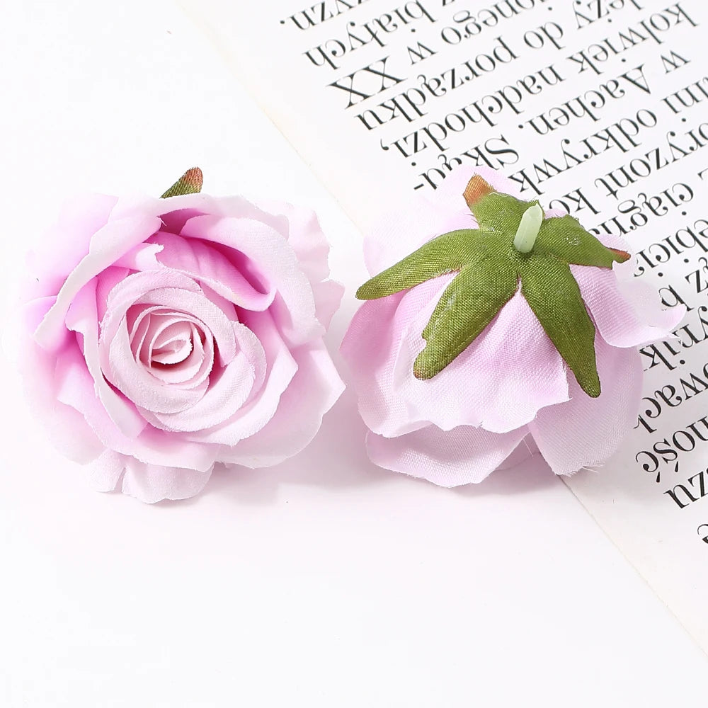 5/10pcs Silk Rose Artificial Flower Head Scrapbooking Home Wedding Wall Decoration Christmas DIY Wreath Candy Box Cake Decor