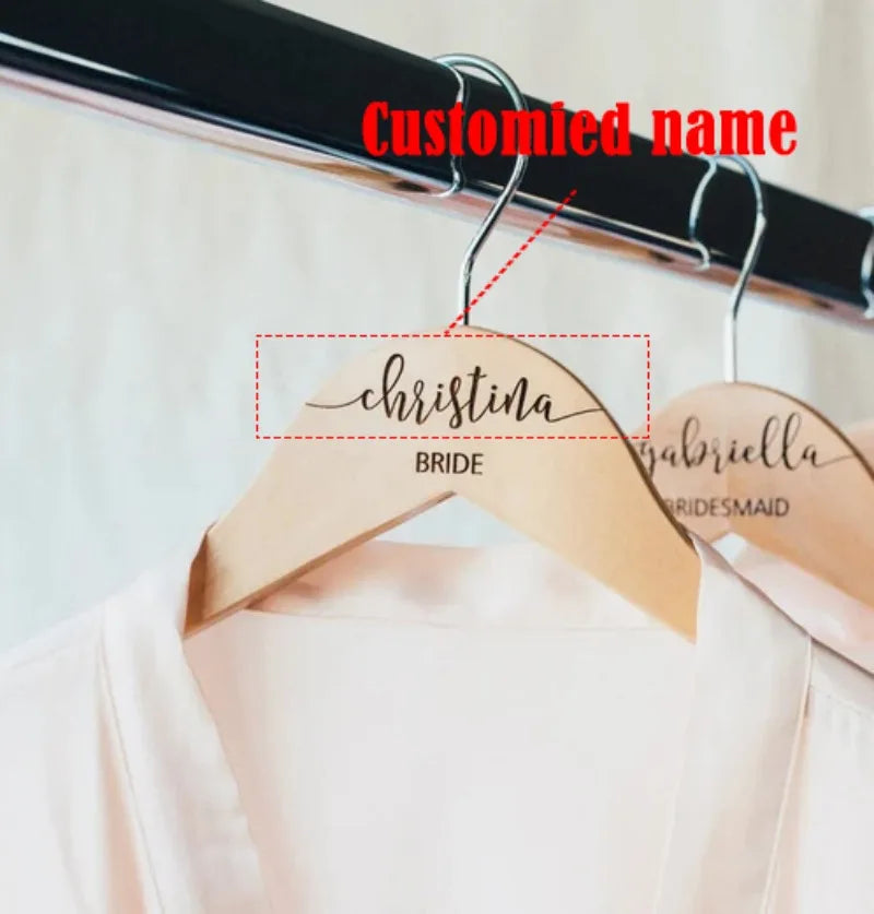 Personalized Bridesmaid Bridal Wedding Wooden Engraved Hangers Bachelorette Party Decorations Wedding Supplies Honeymoon Gifts