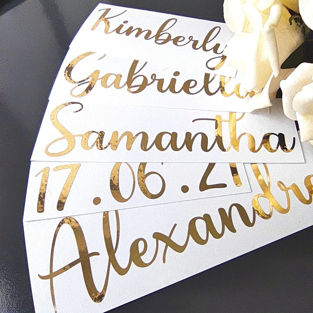 Personalized Name Vinyl Decal Custom Wall Window Gift Box Decal Name Labels Water Bottle Sticker Birthday Party Decoration