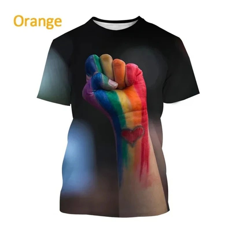 New LGBT Rainbow T Shirt 3D Funny Short Sleeve T Shirt Men And Women LGBTQ Clothing Casual Fashion Print Streetwear Tops Clothes