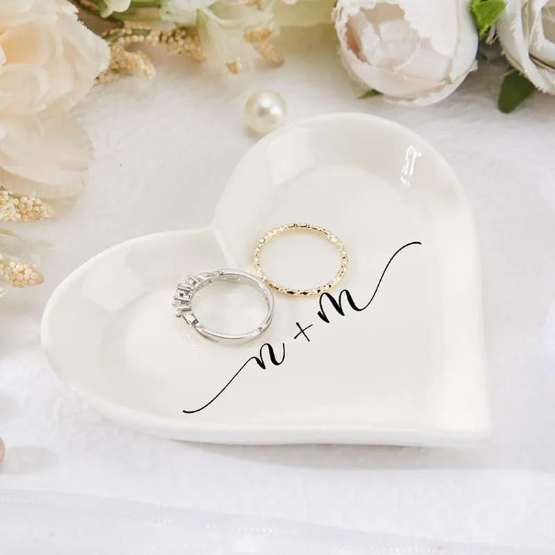 Personalized Wedding Ring Holder Coustom Engaged Trinket Tray Engagement Party Gift For Bride Anniversary Birthday Gift For Her
