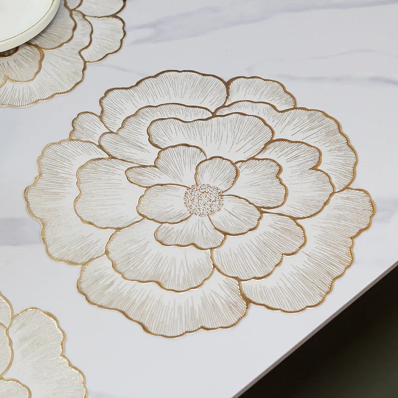 NEW Arrival PVC Flower Placemat Dining Decorative Heat Resistant Table Pad Coasters Home Party Wedding Christmas