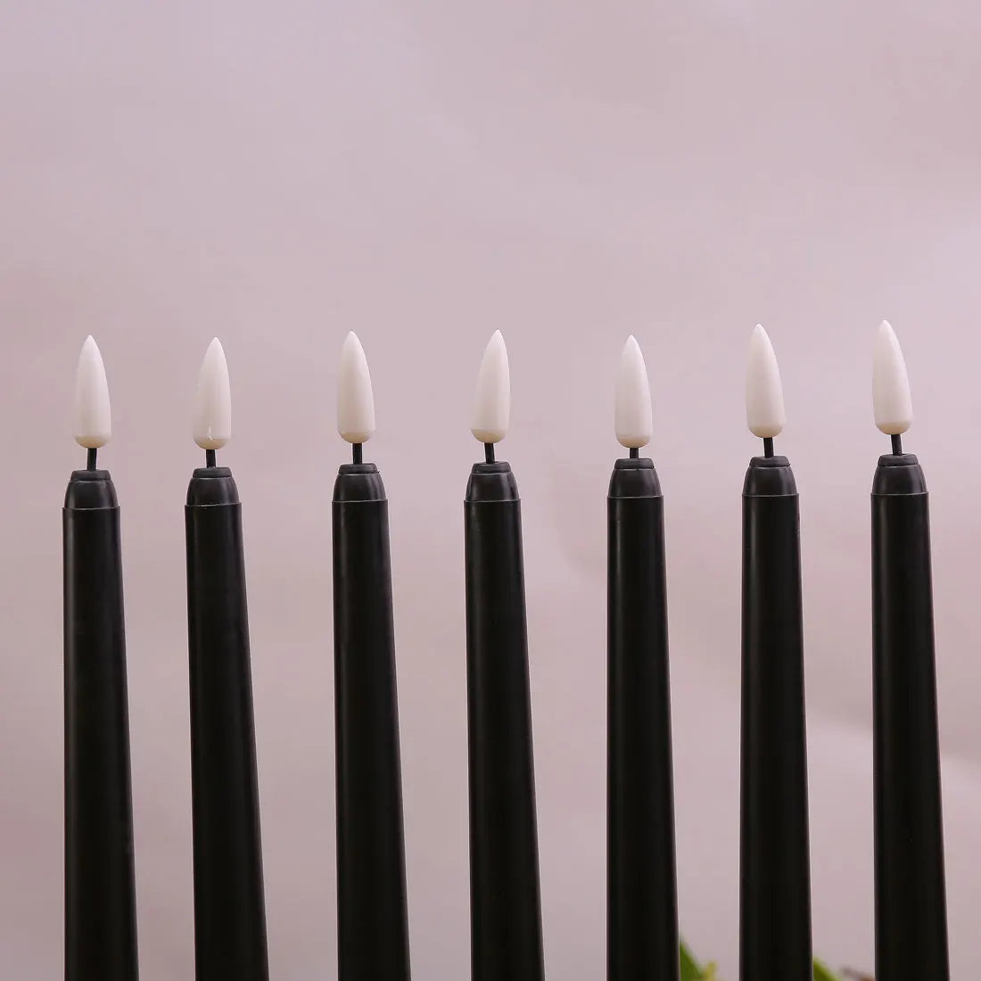 3 or 4 Pieces 11 Inch Halloween Black Flameless LED Taper Candles With Yellow/Warm White Light,Battery Plastic Fake LED Candles