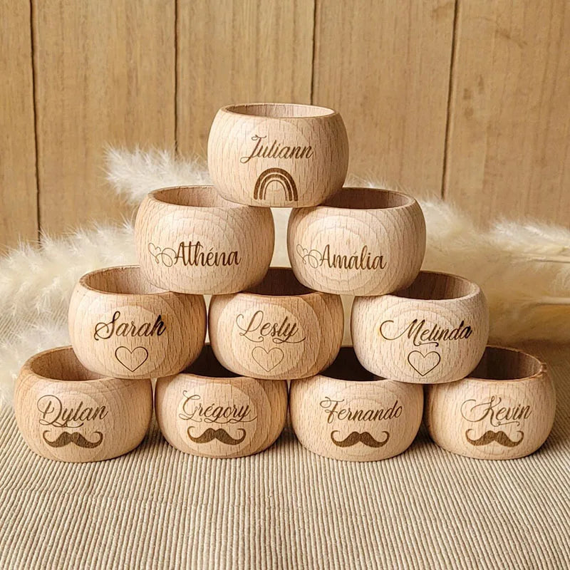 Personalized Wooden Napkin Ring Handmade Wooden Napkin Ring Holder Wedding Engagement Bridal Party Table Place Setting Decor