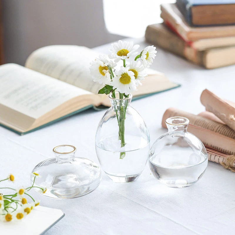 Transparent Glass Vase Retro Class Vase Pot Nordic Flower Bottle Retro Plants Glass Jar Wedding Decoration Home Decor florero