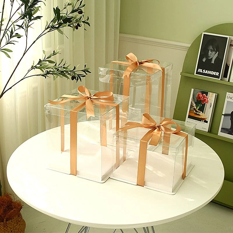 Transparent Packing Box High-Capacity Birthday Wedding Valentine Favor Wrapping Boxes Chocolate Cake Packaging Supplies