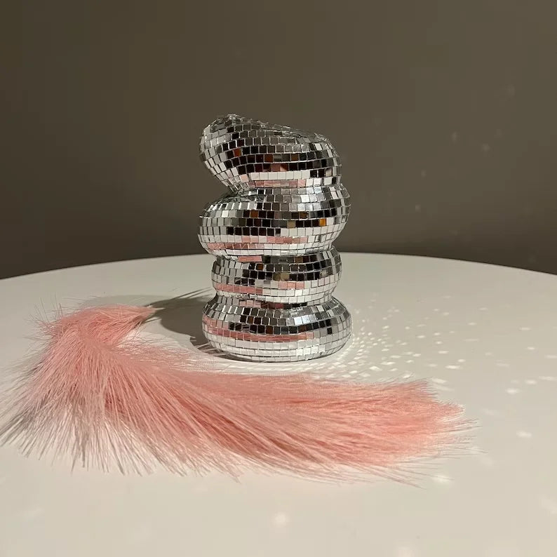 Small Sliver Disco Ball Vase Flower Planter Pot Table Decor Sculpture Table Centerpiece Home Decor Unique Housewarming Gift