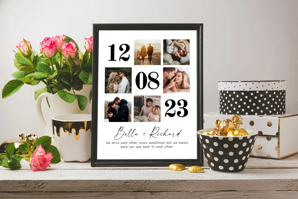 Custom Wedding Anniversary Gift Personalized Couple Family Photo Present Poster Room Home Hallway Decor Wall Painting No Frame