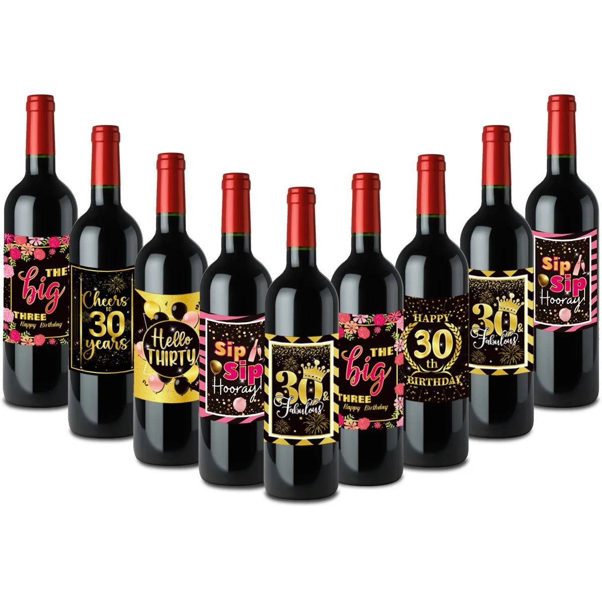 12pcs 30th 40th 50th 60th Birthday Wine Bottle Label Stickers Men Women Birthday Supplies 60 Years Old Happy Birthday Supplies