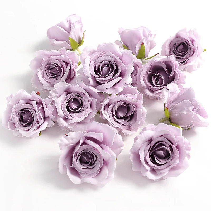 5/10pcs Silk Rose Artificial Flower Head Scrapbooking Home Wedding Wall Decoration Christmas DIY Wreath Candy Box Cake Decor