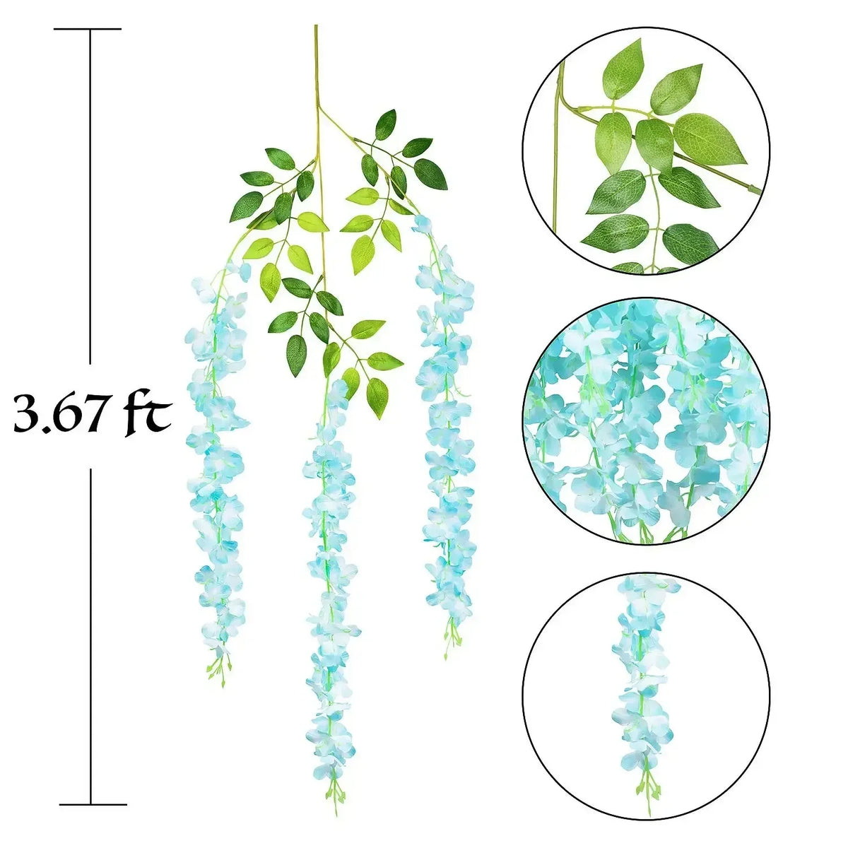 Wisteria Vine Artificial Flowers Wholesale 110cm Trailing Fake Flower String for Home Wedding Party Decor Silk Wisteria Garland