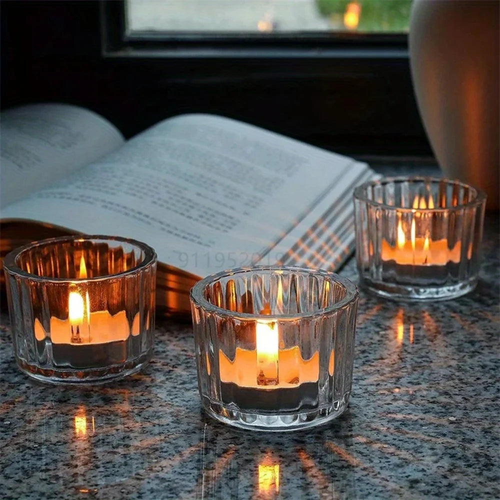 1pc Tealight Candle Holders Thick Clear Glass Tea Light Holder Bulk Votive Candle Holders for Wedding Table Decor Candle Holder