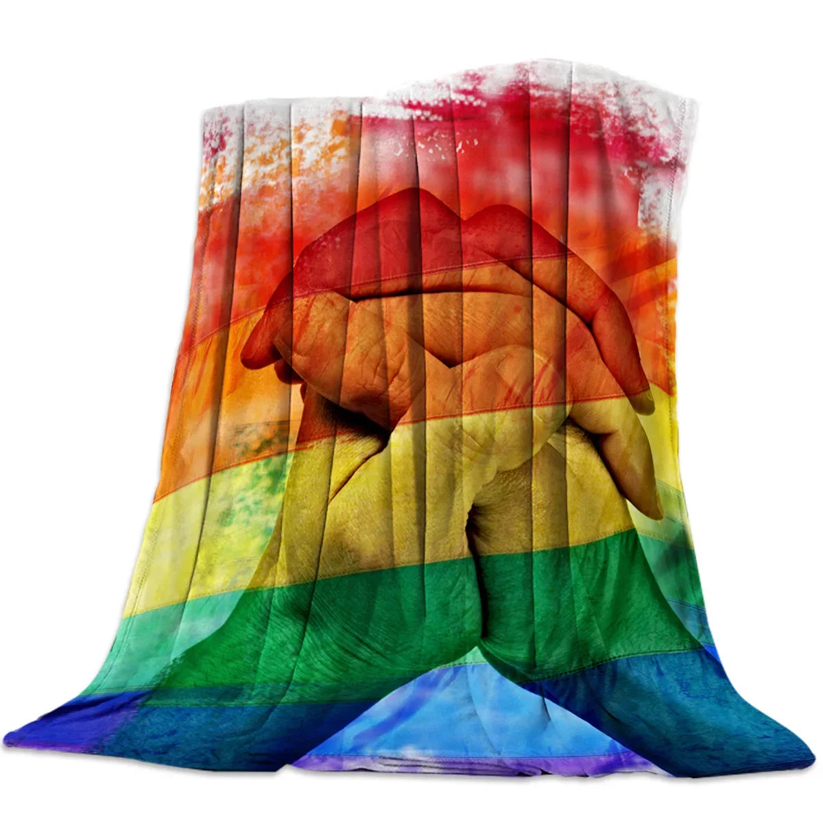 Flannel Blankets Colorful Stripe Lgbt Pride Rainbow Blanket Cushion Warm Throws on Sofa Bed Home Bedspread Travel Fleece Blanket