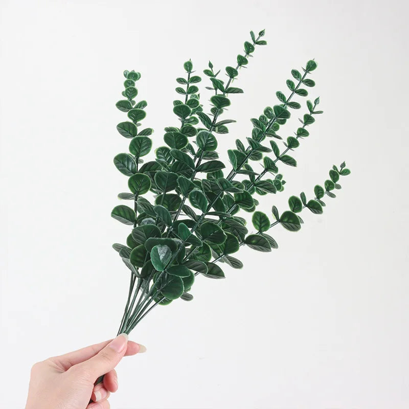 10pc 38CM Artificial Plants Eucalyptus Leaves Green Leaf Branches Flowers Wreath DIY Bouquet Centerpiece Wedding Home Decoration