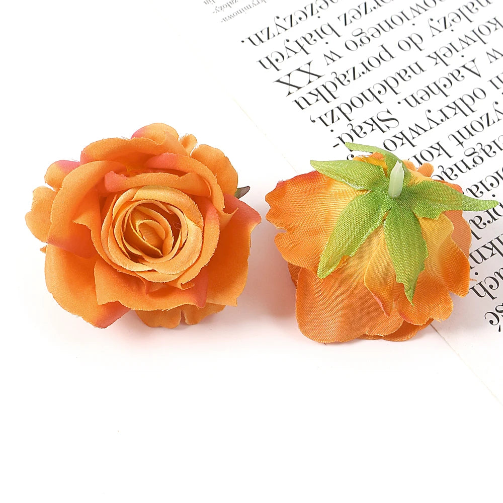5/10pcs Silk Rose Artificial Flower Head Scrapbooking Home Wedding Wall Decoration Christmas DIY Wreath Candy Box Cake Decor