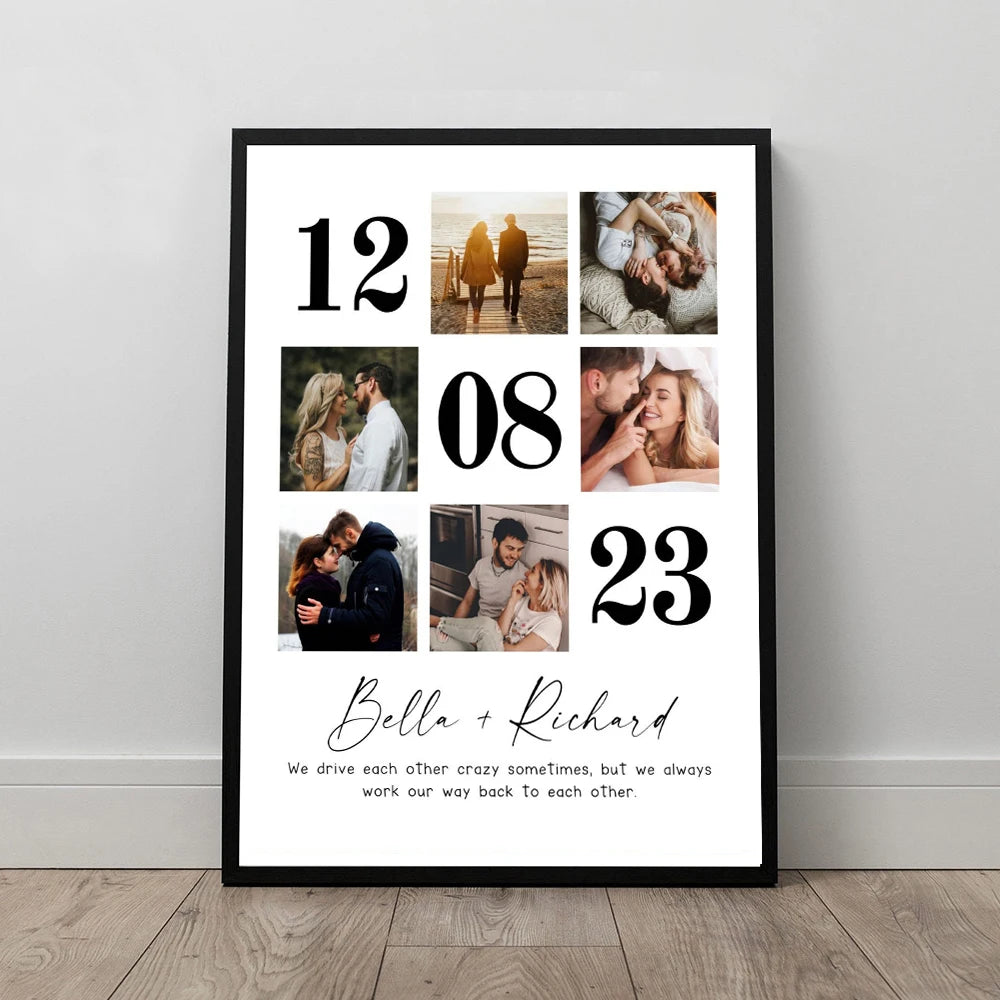 Custom Wedding Anniversary Gift Personalized Couple Family Photo Present Poster Room Home Hallway Decor Wall Painting No Frame