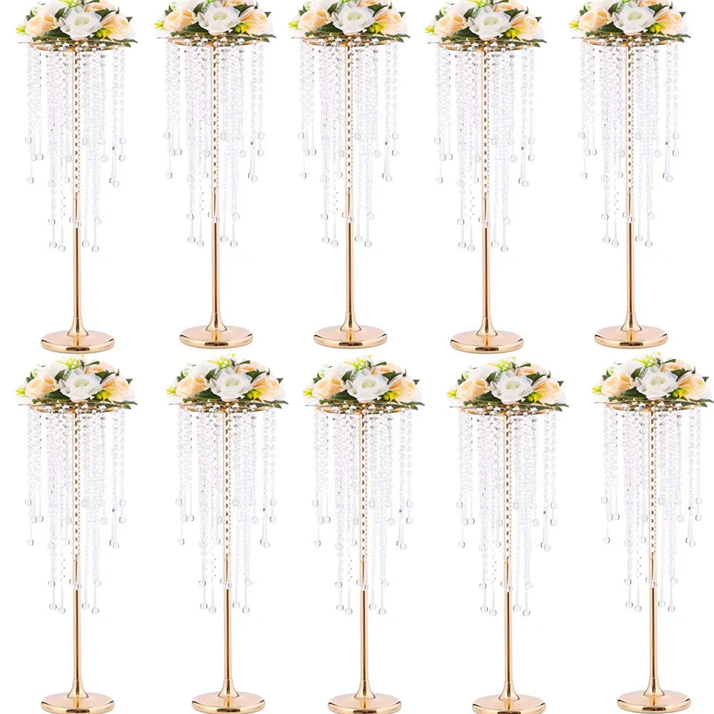 10Pcs/Lot Luxurious Crystal Flower Stand Centerpieces Candle Holder For Wedding Party Dinner Restaurant Home Decoration Supplies