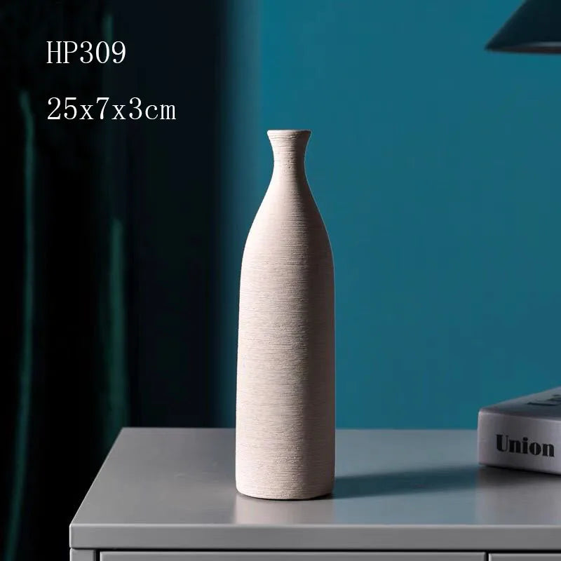 Classic bottle pure white vases simple natural vaso ceramic pot elegant home office entrance decoration gifts for wife mother