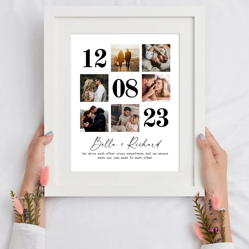 Custom Wedding Anniversary Gift Personalized Couple Family Photo Present Poster Room Home Hallway Decor Wall Painting No Frame