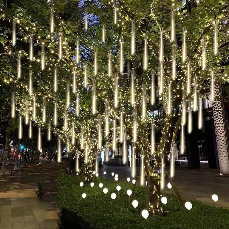 8 Tube Meteor Shower Rain LED Fairy String Lights Street Garland Garden DIY Christmas Decoration for Home Outdoor New Year Decor