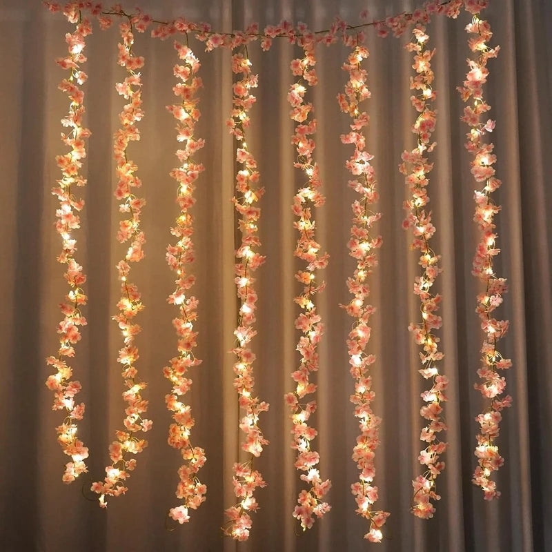 180CM Sakura Artificial Flowers Vine for Home Room Bedrooms Decor Garden Wedding Decoration Party Outdoor Ornament Fake Flowers