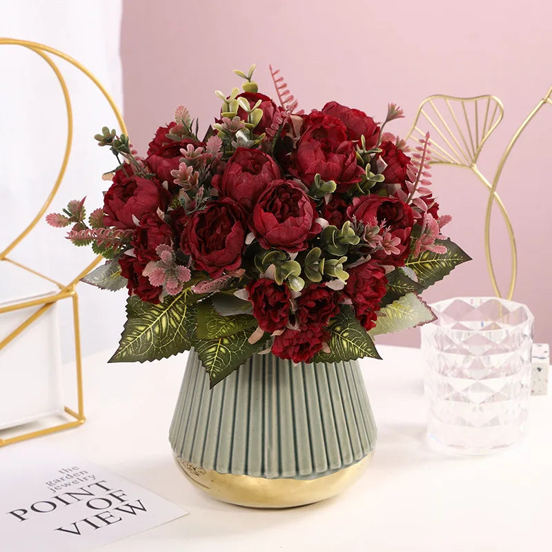 Artificial Peonies Silk Peony Flowers Artificial Flowers Plants for Home Hotel Wedding Christmas Tables Home Flowers vase Decor