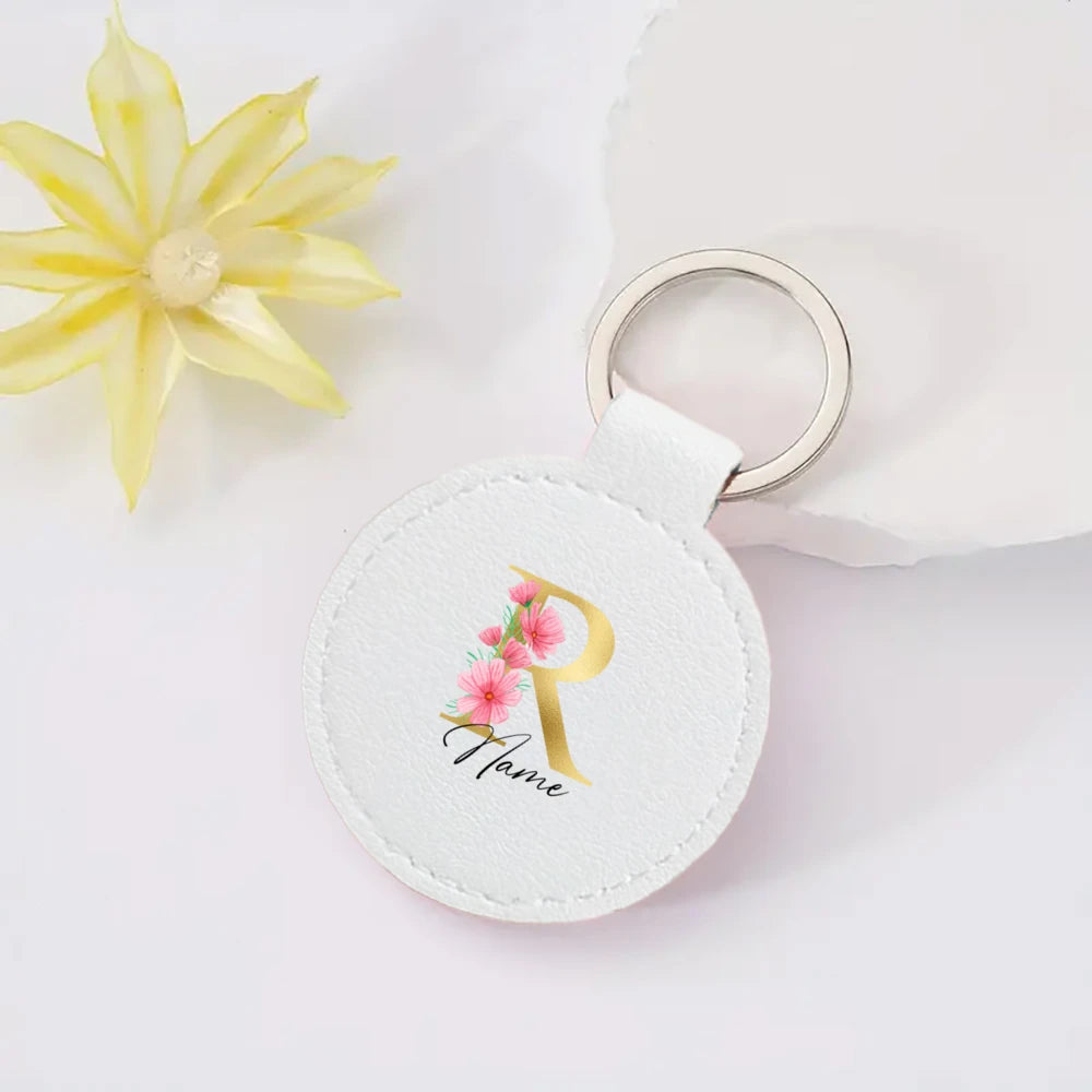 Personalized Keyring Pendant Initial with Name Key Chain Leather Key Ring Mobile Phone Bag Jewelry Accessories Best Gift for Her