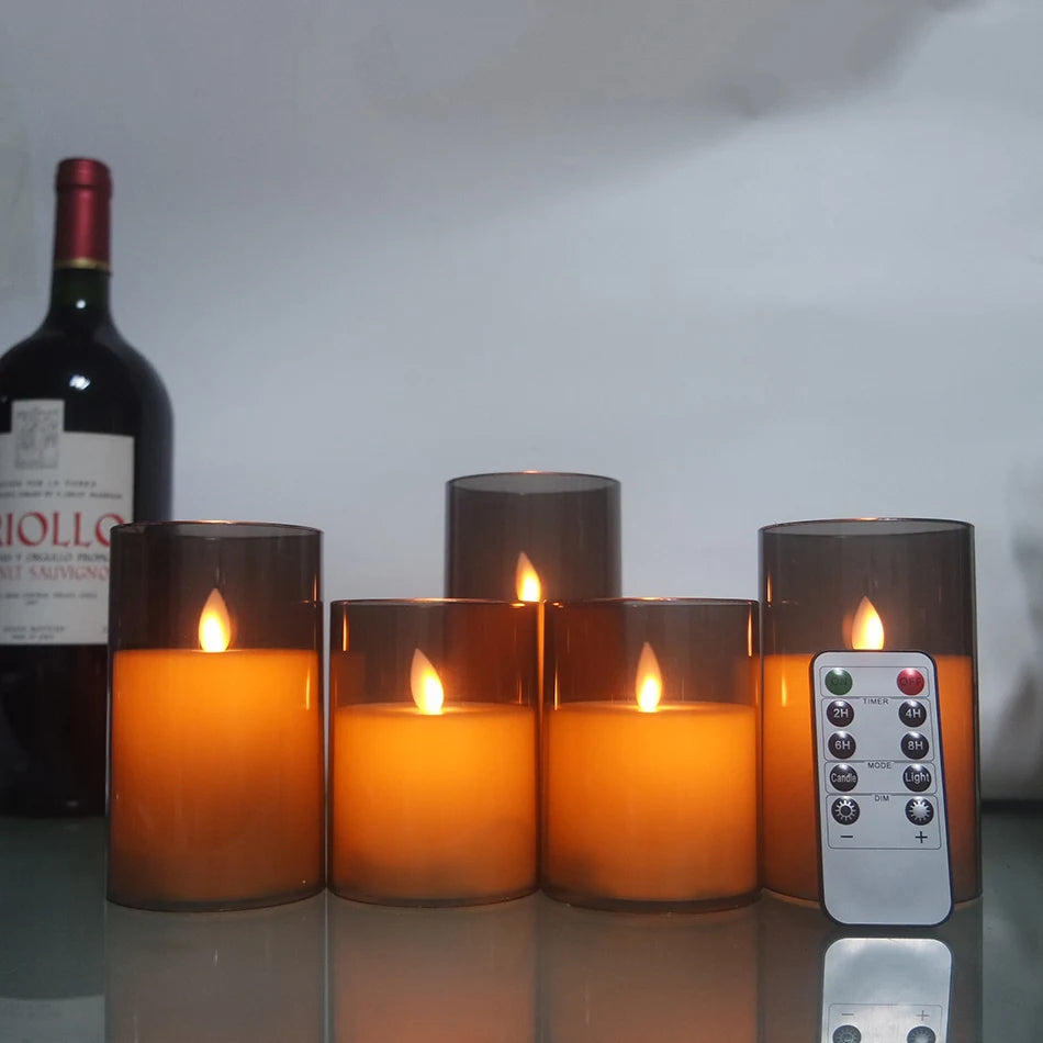 Electronic LED Candles with Timer Remote,Dancing Flame, Battery Operated Candles with Unbreakable Plexiglass Shell,Home Decor
