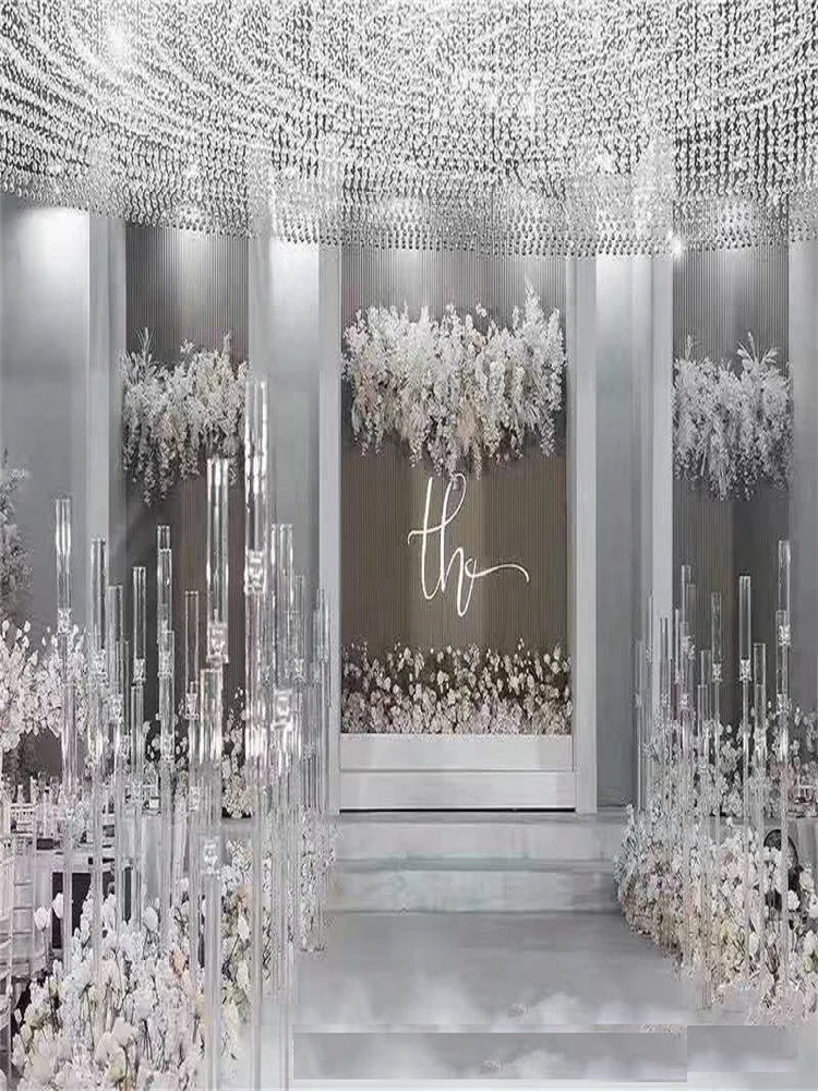 New style tall Clear acrylic Candle Holders wedding centerpiece crystal 5 arms candelabra for party and mariage decoration