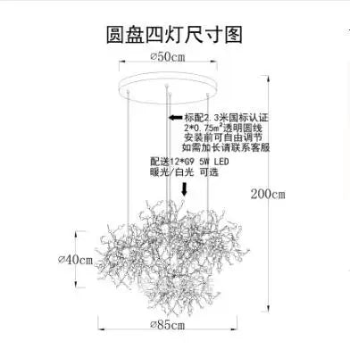 Nordic Modern Personality Stainless Steel Chrome Leaf LED Chandelier Living Room Lamp Bar Table Lamp Dining Room Chandelier