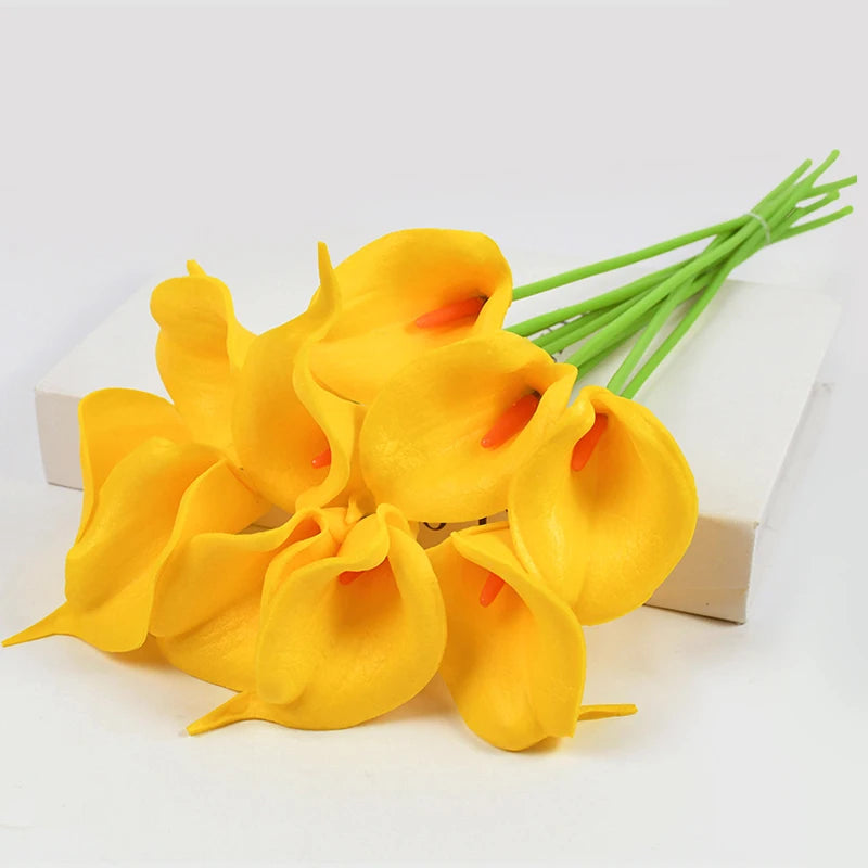 5/10Pcs Real Touch Calla Lily Artificial Flowers White Wedding Bouquet Bridal Shower Party Home Flower Decoration Fake Flower