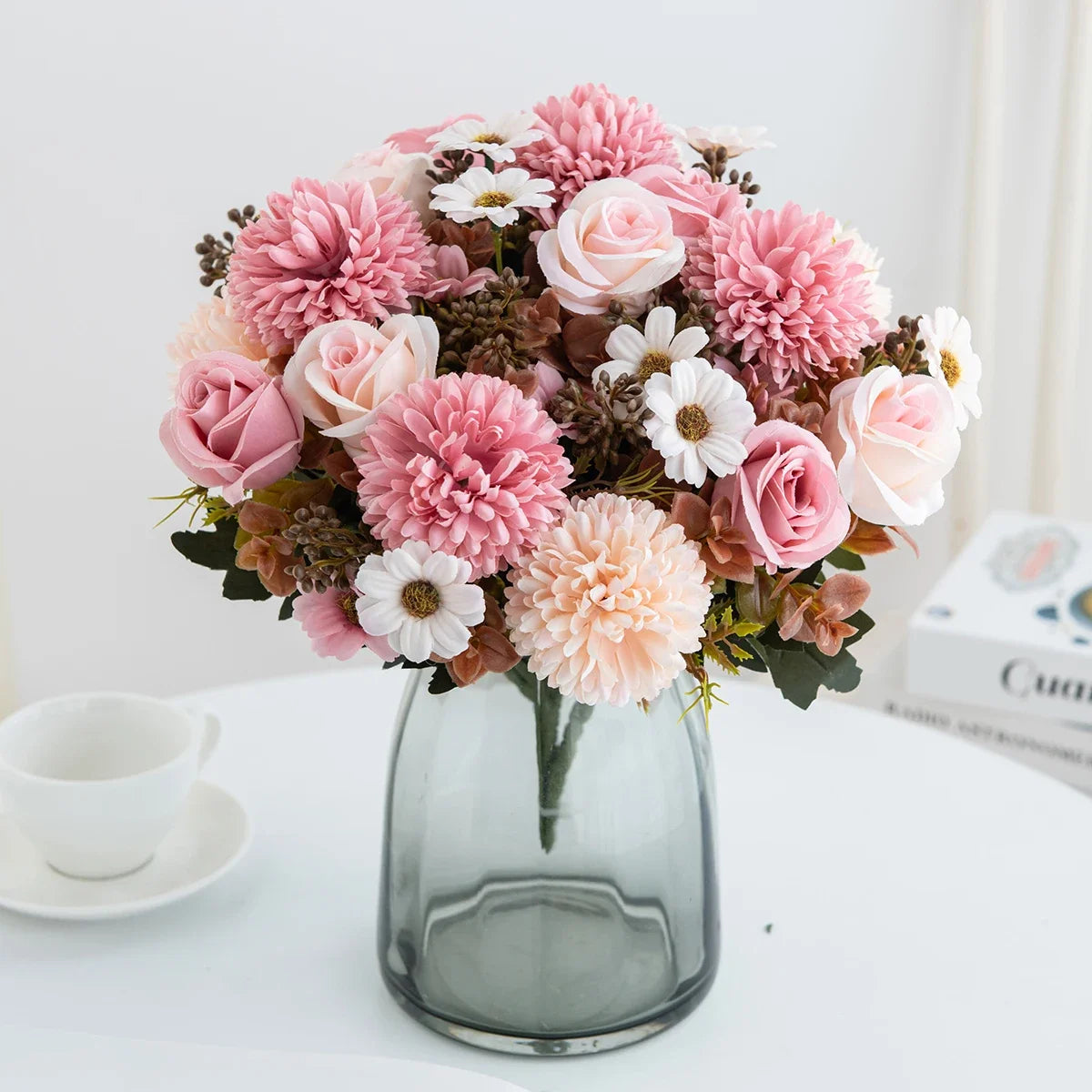 Silk Rose Artificial Flowers for Wedding Home Christmas Decoration Wreaths bridal bouque Dining table vase Photography props DIY