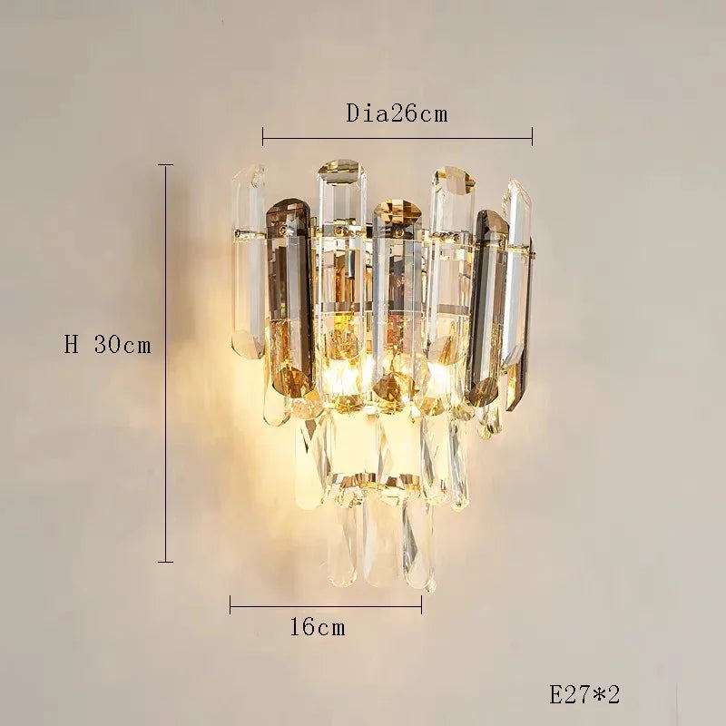 Modern Luxury Ceiling Lamp Smoke Clear Crystal Led Round Lighting for Living Room Bedroom Dining Room Gold Ceiling Chandelier