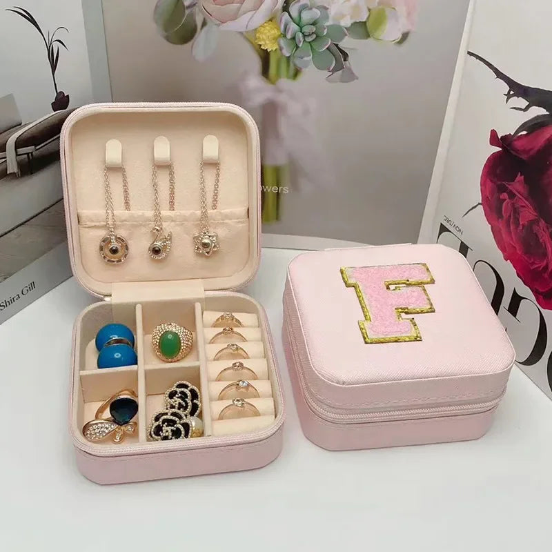 Mini Jewelry Storage Box Bridesmaid Gift Ideas Travel Jewelry Case Initial Letter with Name Birthday Party Box Mother's Day Gift