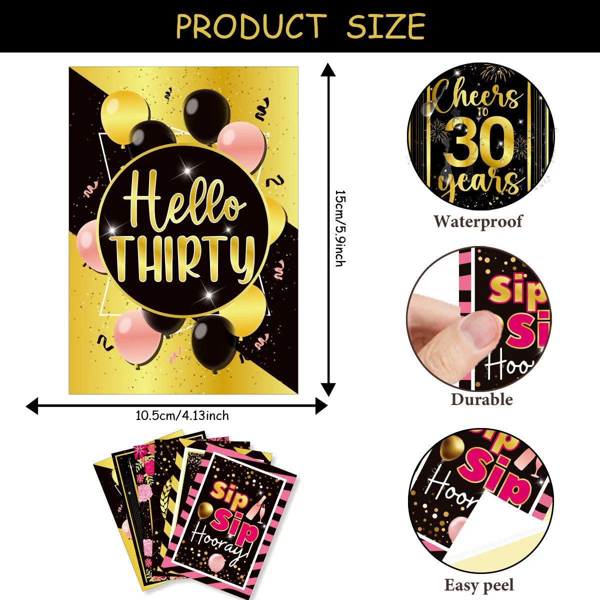 12pcs 30th 40th 50th 60th Birthday Wine Bottle Label Stickers Men Women Birthday Supplies 60 Years Old Happy Birthday Supplies