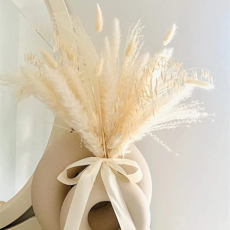 White Pampas Grass Decor 50 Pcs 17” Wedding Centerpiece Flower Arrangements Natural Home Boho Room Decoration Dried Flower Gift