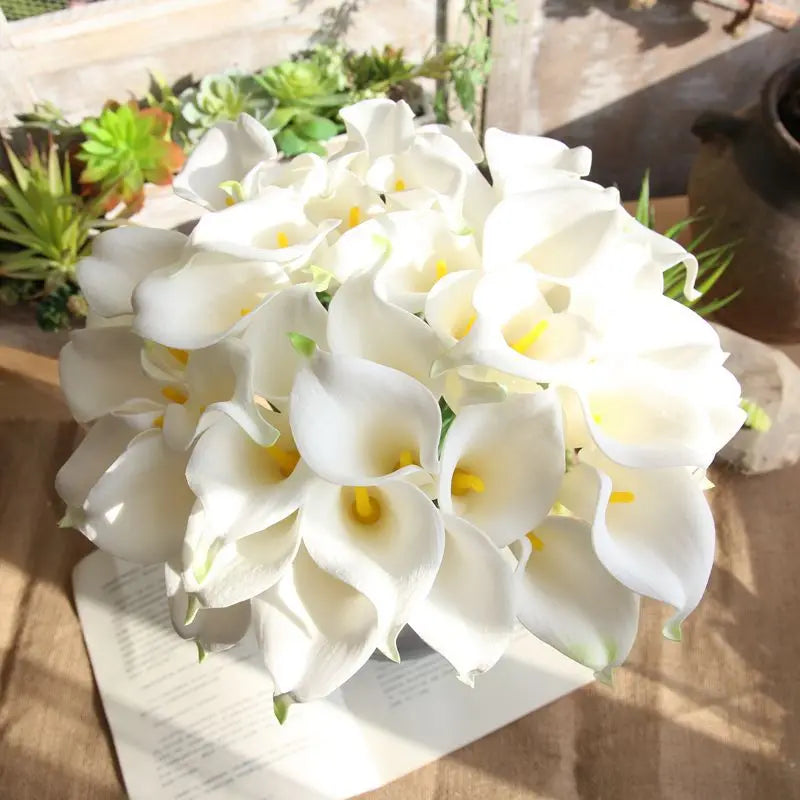 5/10Pcs Artificial Flowers Calla Lily Real Touch Tulip Flower Bouquets For Wedding Bride Home Vase Decoration Fake Plants Gifts