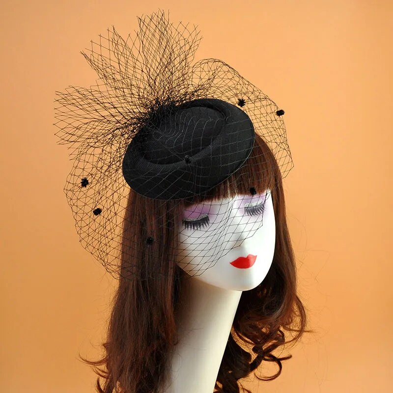 Wedding Bridal Hats  Fascinators Headpiece Party Hat Black Bridcage Veil Hair Accessories