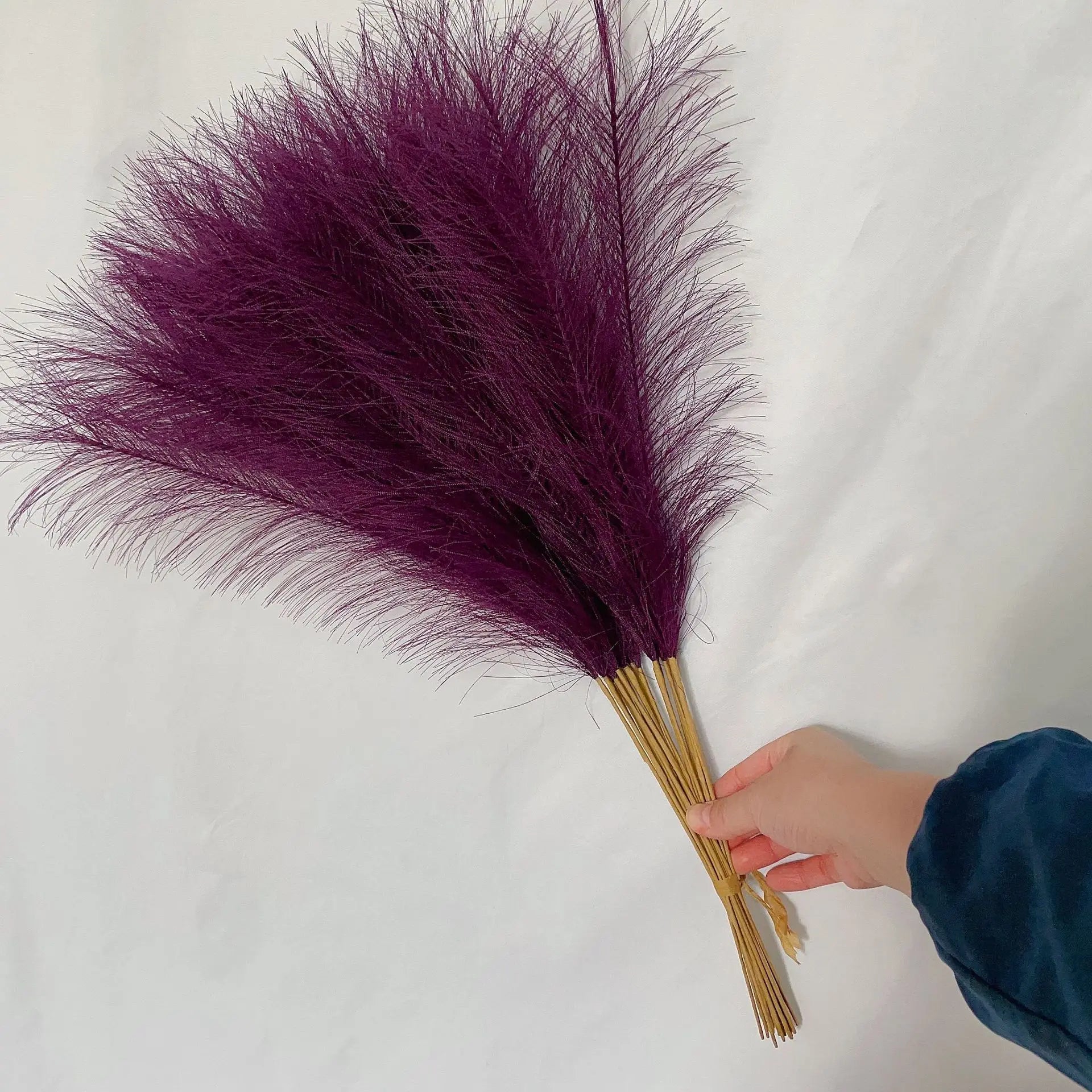 55CM 10PCS Fluffy Pampas Grass Boho Decor Flower Fake Plant Reed Simulated Wedding Party Home Decoration Artificial Flowers