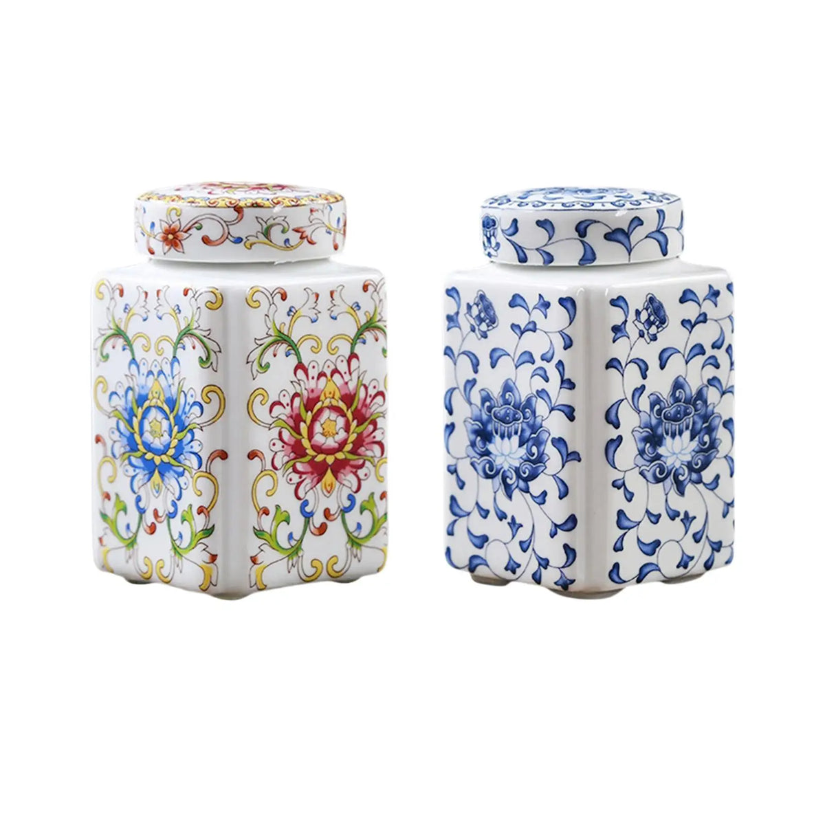 Ceramic Ginger Jar Decorative Ceramic Flower Vase Tea Storage Chinese Porcelain Temple Jar for Home Party Office Desk Decoration