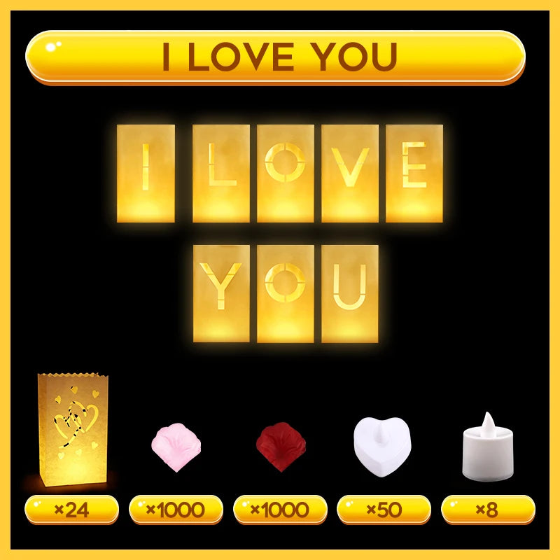 Will You Marry Me Proposal Decoration Paper Bag With LED Candle For Wedding Proposals Anniversary Decorations and Celebration