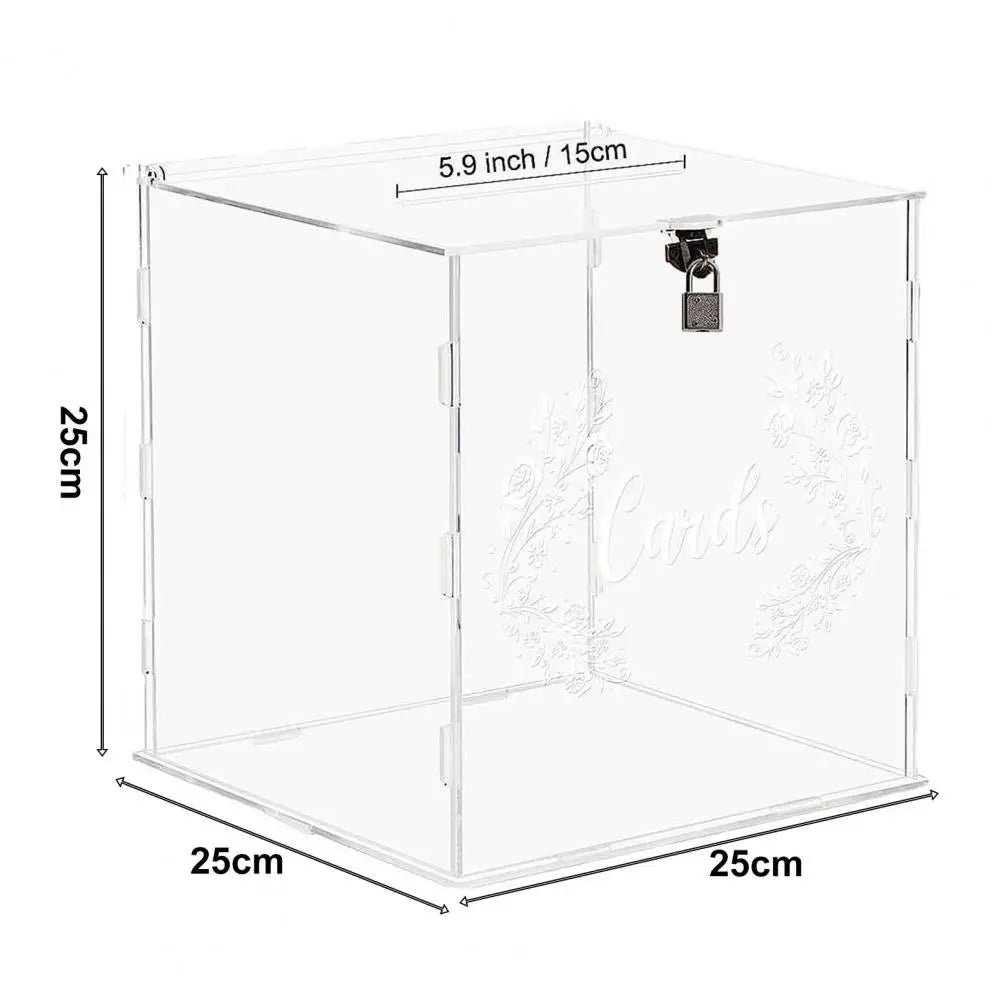 Wedding Card Box Clear Acrylic with Lock Detachable Design Gift Holder Reception Anniversary Birthday Graduation Events