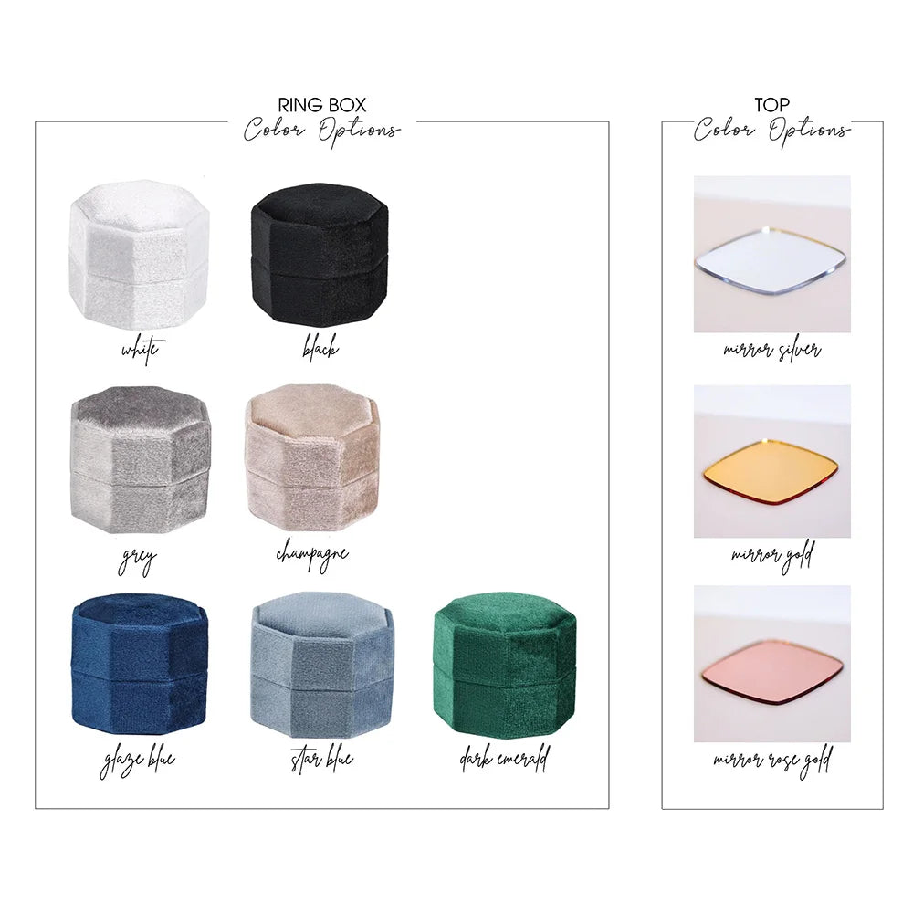 Personalised Acrylic Topper Velvet Ring Box Custom Wedding Octogon Ring Box Engagement Proposal Idea Double Slot Ring Holder