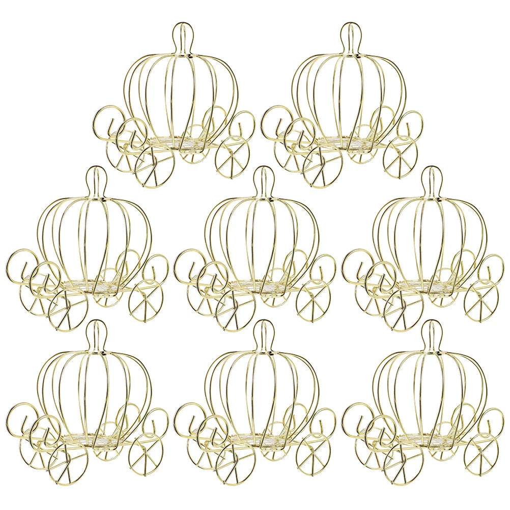 8pcs Pumpkin Carriage Centerpiece Candy Holder Halloween Wedding Party Candy Cart Container Tabletop Decoration