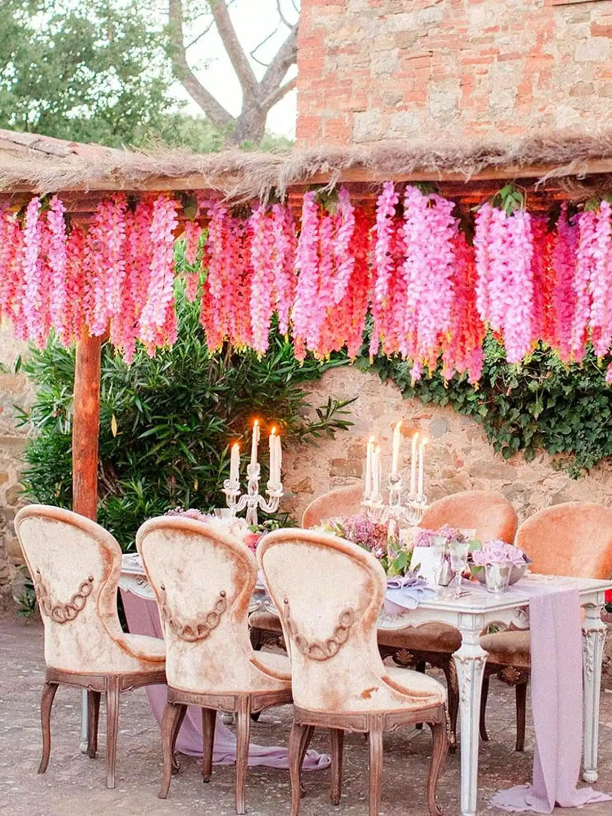10pcs Artificial Wisteria Hanging Flower Garland, Silk Flower Vine For Wedding, Party, Home, Garden, Wall Decor