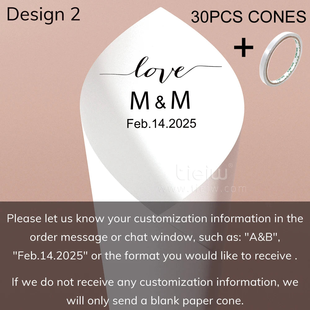Personalized Wedding Confetti Cones with Names and Date Petal Candy Natural Confetti Customizable for Celebrations Decoration
