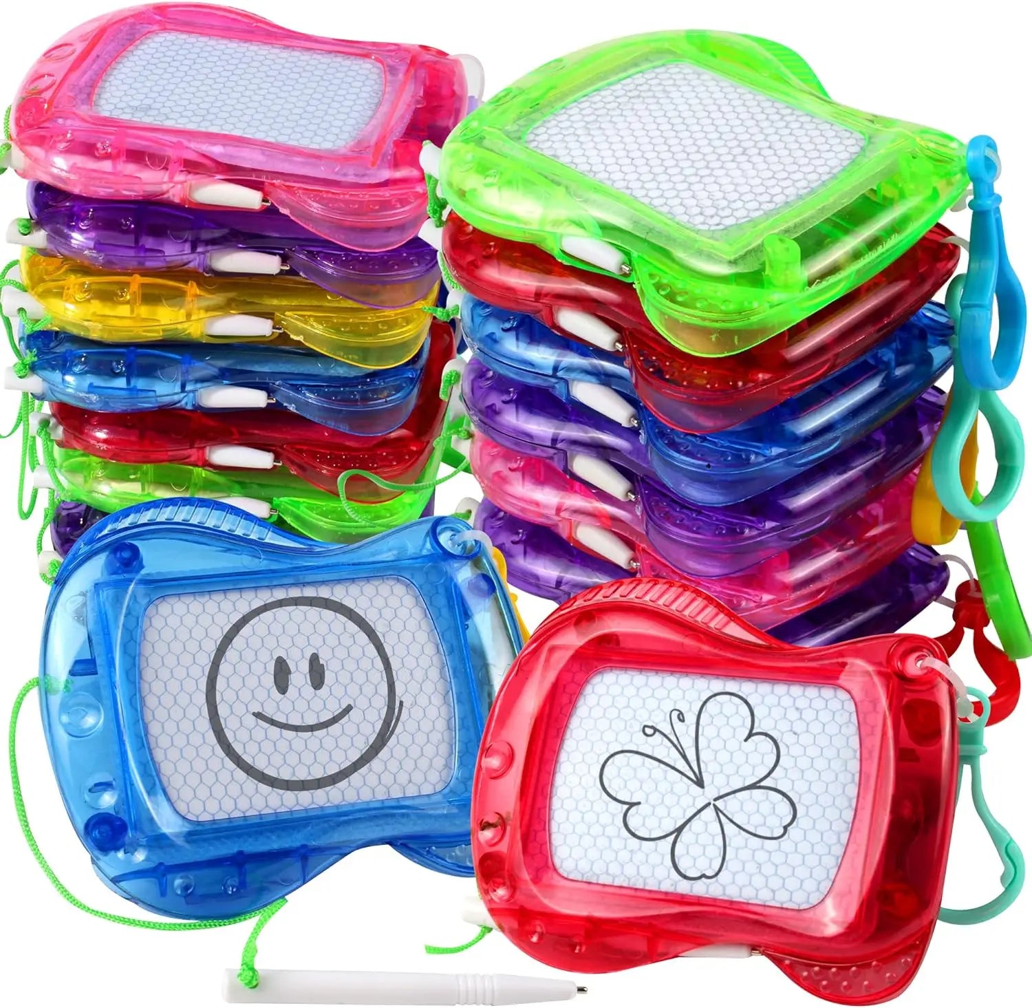 6/12PCS Mini Drawing Board for Kid, Erasable Doodle Writing Pad, Keychain Clip Drawing Board,Boys and Girls Birthday Party Favor