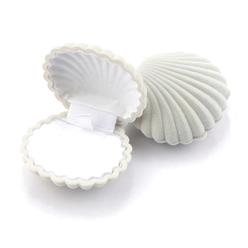 1 Piece Lovely Shell Shape Velvet Jewelry Box Wedding Engagement Ring Box for Earrings Necklace Bracelet Display Gift Box Holder