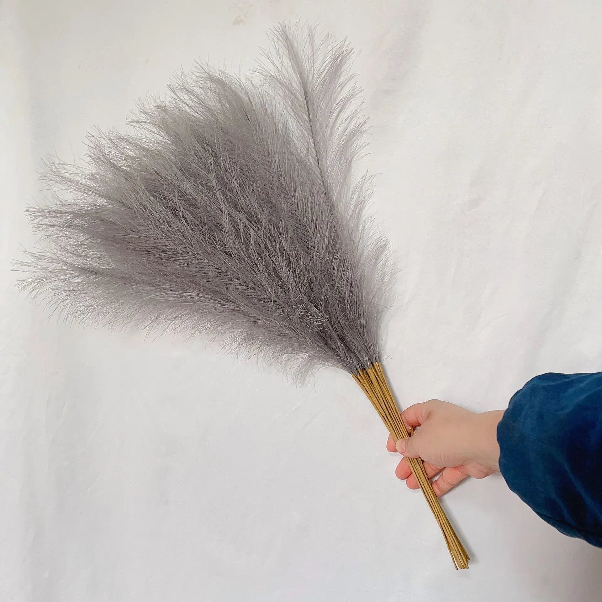 55CM 10PCS Fluffy Pampas Grass Boho Decor Flower Fake Plant Reed Simulated Wedding Party Home Decoration Artificial Flowers